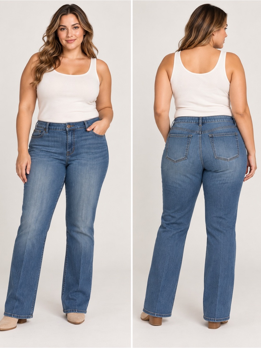 Avenue Jeans Women’s Size 14 Average Medium Wash Stretch Straight Leg